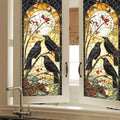Autumn Window Cling with Black Crows and Red Berries - Halloween & Fall Decor 18x39 PVC