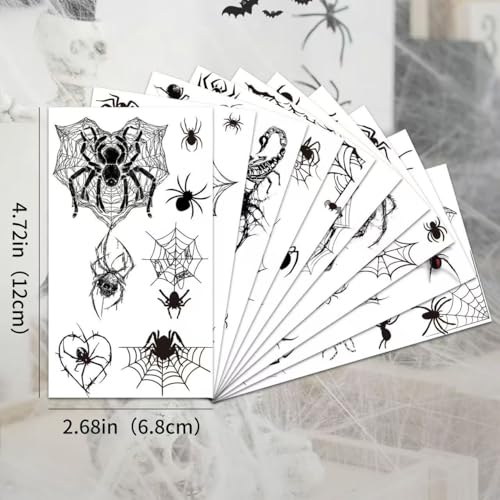 Halloween Temporary Tattoos Spider Web & Spider Stickers Set - Style24 Waterproof Body Art