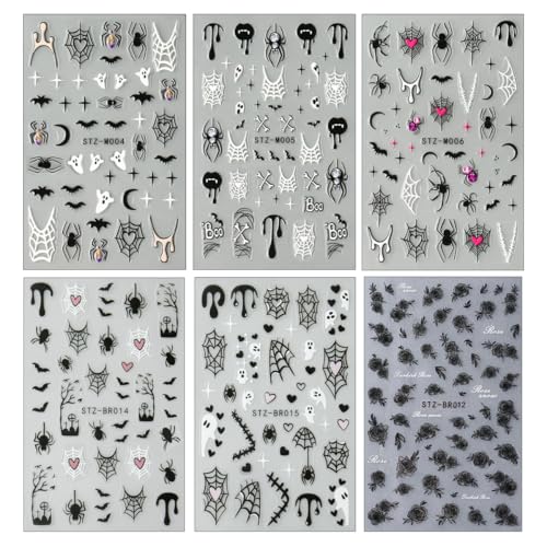 Halloween Nail Stickers Spider Variation - Self-Adhesive Nail Art Decals for DIY Manicure