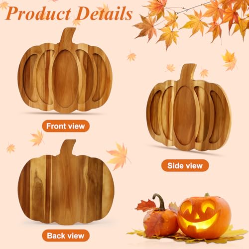 Acacia Wood Pumpkin Decor Platter Halloween Charcuterie Board Fall Serving Dish