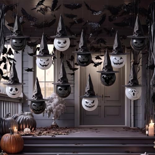 Halloween Witch Hat Decorations Set - Outdoor Balloon & Hanging Decor