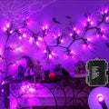Halloween Willow Vine Garland with Purple LED Lights - 9 Ft Indoor Decor with Timer & 8 Modes