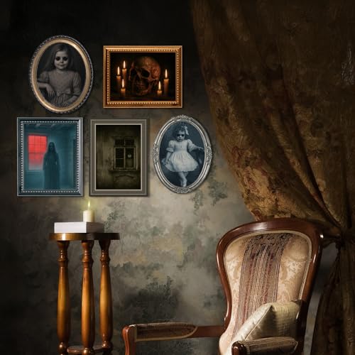 Halloween Wall Decor Set - 10 Creepy Spooky Poster Frames for Indoor Halloween Party