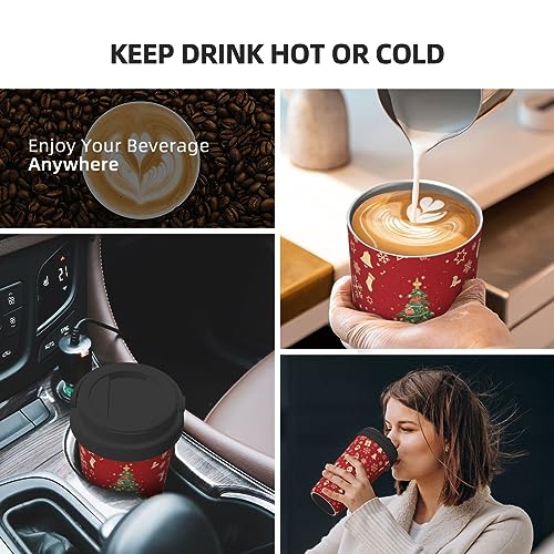 17oz Christmas Insulated Travel Coffee Mug with Flip Lid & Handle - Spill Proof Stainless Steel