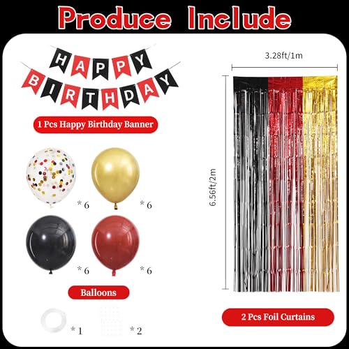 Magical Red Black Gold Halloween Birthday Decorations Set - Party Supplies