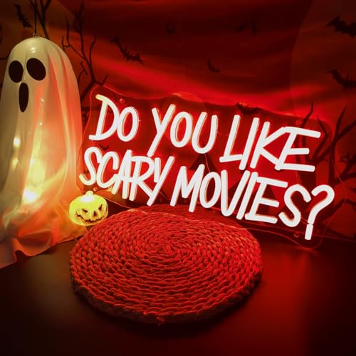 Halloween LED Neon Sign Do You Like Scary Movies SY-scarymovies-red - Spooky Party Decor