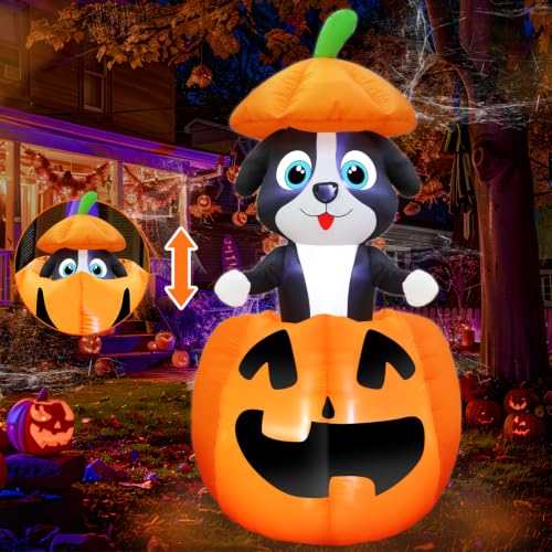 Halloween Inflatable Dog in Pumpkin - 5 FT Animated Outdoor Decor