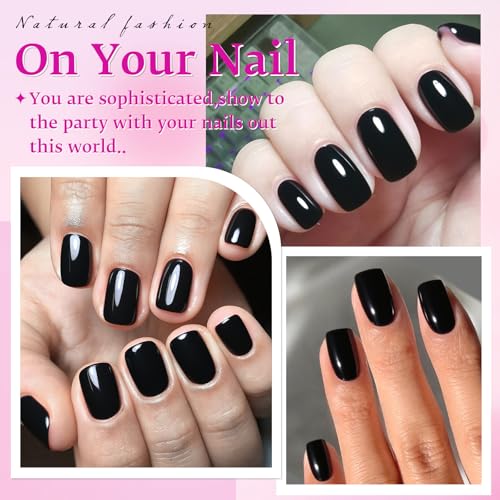 LuckForever Short Square Black Press-On Nails with Tabs - 240 Pack