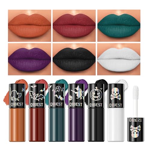 Halloween Lip Set - 6 Bold Matte Liquid Lipsticks Waterproof Lasting
