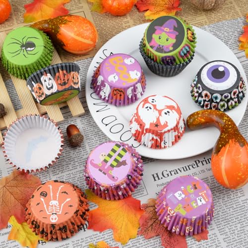 Halloween Pack of 600 Cupcake Liners - Disposables with 12 Styles for Party & Baking