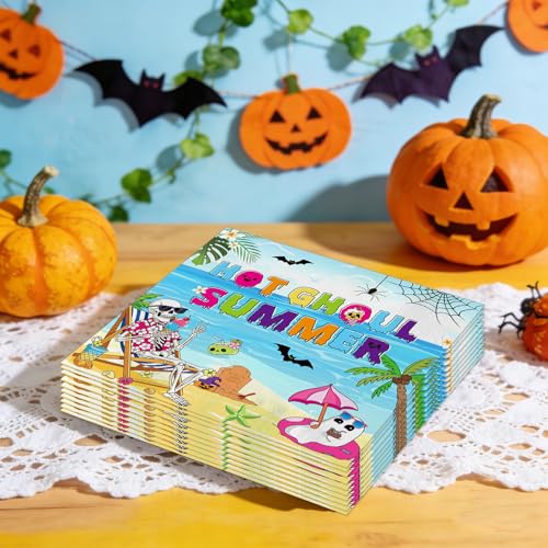 Hot Ghoul Summer Halloween Party Napkins - 50 Pcs, 6.5" Disposable Beach & Halloween Decor
