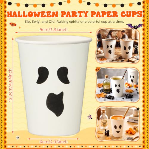Halloween Ghost Disposable Paper Cups - 12 oz, Pack of 36