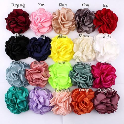 Orange Satin Ribbon Flowers 10pcs for Crafts Wedding Bouquets & Decor