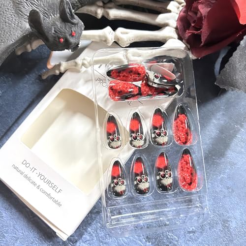 Halloween Press On Nails Medium Bloody Skull Design - Variation 2, 24PCS