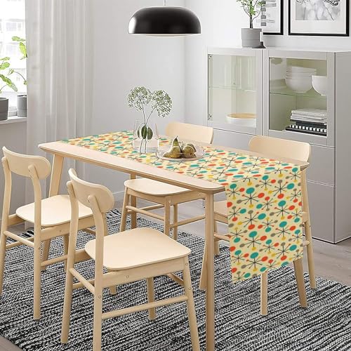 Mid Century Table Runner - Atomic Geometric Retro 1950s 1960s Style - 13x60 Inch - Focusbrite Variation 1