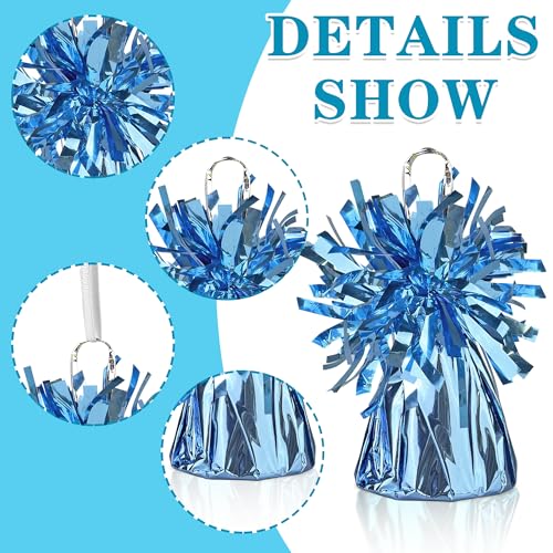 Light Blue Metallic Balloon Weights 16 pcs - Heavy Table Centerpiece Support