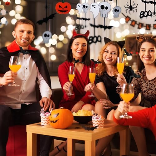 Halloween Black Glitter Bat Drinking Straws with Bat Style Toppers - 40 Pcs
