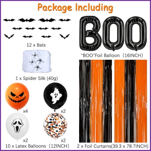 Halloween Party Decorations Bundle with Banners Balloons & Web