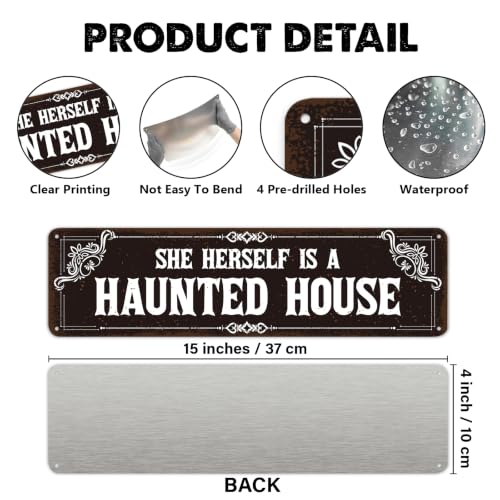 Gothic Halloween Metal Tin Sign - Spooky Witchy Home Wall Decor - House