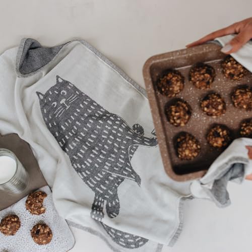 Cat-Themed Funny Cotton Kitchen Dish Towels Set of 4 - Housewarming Gift
