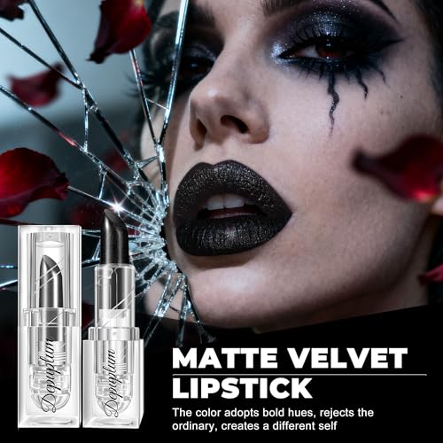 Black Lipstick Shimmer Halloween Body Paint - 1 Ounce, Waterproof & Long Lasting