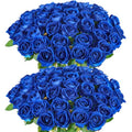 Artificial Blue Roses Bulk - 50 Realistic Silk Flowers for DIY & Decor - Blue / 50