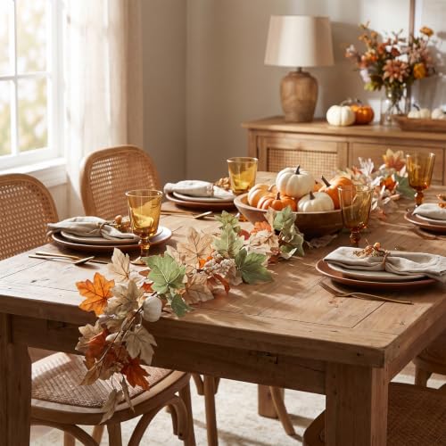 Autumn Maple Leaf Pumpkin Berry Garland - Fall Decor Wreath