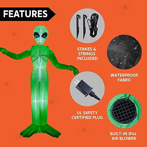 9 FT Tall Halloween Inflatable Alien Decoration with Built-in LEDs for Outdoor Yard Garden