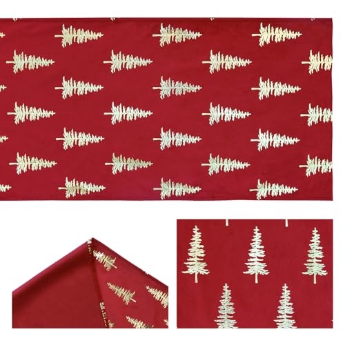 Red Dutch Fleece Table Runner 13x90 Inch Glitter Metallic Holiday Kitchen Decor