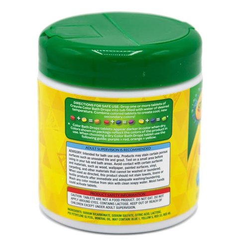 Crayola Color Bath Dropz for Ages 3 and Up, Colorful Bath Bombs Fizzies for Kids, Fragrance Free, 60 Tablets, New Improved Flip-Top Shaker Container