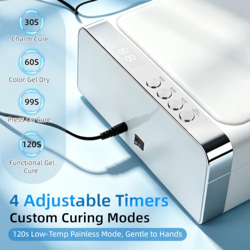 LED Nail Curing Lamp with Arm Rest and Detachable Tray, 4 Timer Modes