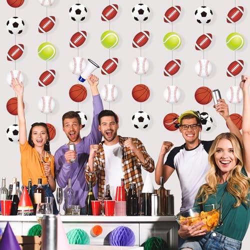 Sports Party Decorations Garland - 8 Paper Banners with Sport Variation