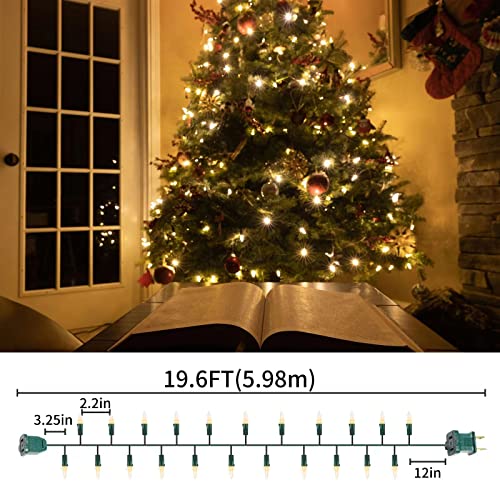 Ultra-Bright Connectable Christmas String Lights 300 LED 63.8ft Green Wire - Indoor Outdoor Holiday Decor - Variation of 150 Lights Pair