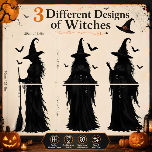 Black Witch Window Clings for Halloween Party Decor - Spooky Silhouettes