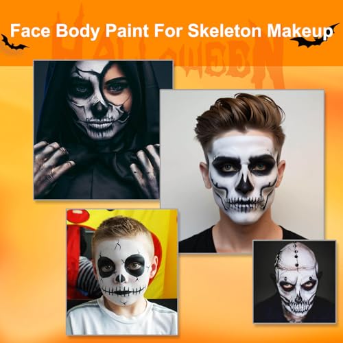 Black White Grey Face Paint Palette - Halloween Zombie Clown SFX Cosplay Makeup