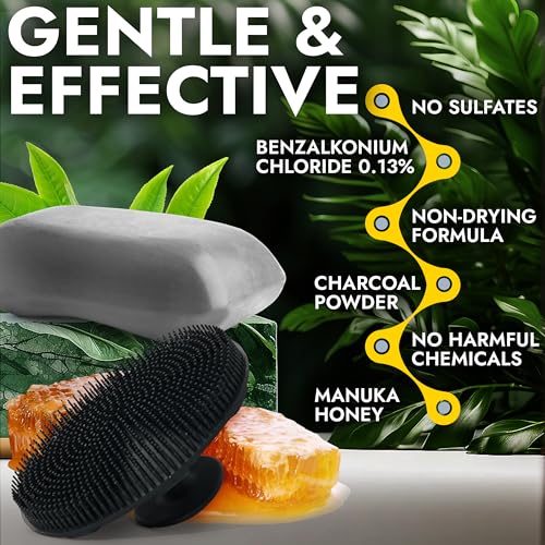 Antibacterial Body Bar Soap with Scrubber for Back Acne & Body Odor - 2 Pack