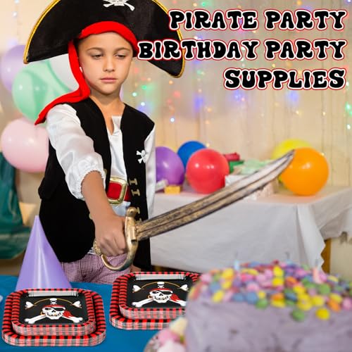 Pirate Paper Plates Set - 100 Disposable 7in & 9in Halloween Party Supplies