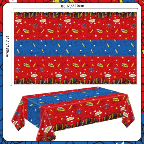 Spider Party Tablecloth 51x86 Inch - Red & Blue Plastic Birthday & Halloween Decor - Variation 4
