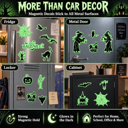 Halloween Witch Hat Car Decorations Kit - Neon Green Inflatable & Magnet Set for Trunk or Treat