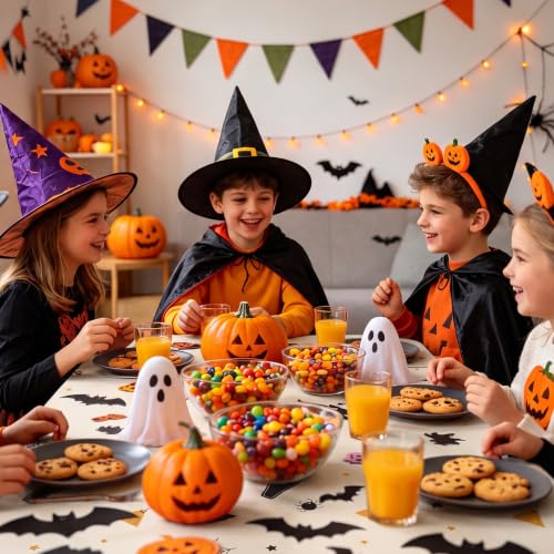 Halloween Plastic Tablecloth 54x108 Inches - 8 Pack, Milk White Grimace, Rectangular, Disposable Party Cover for 6-8 Foot Tables