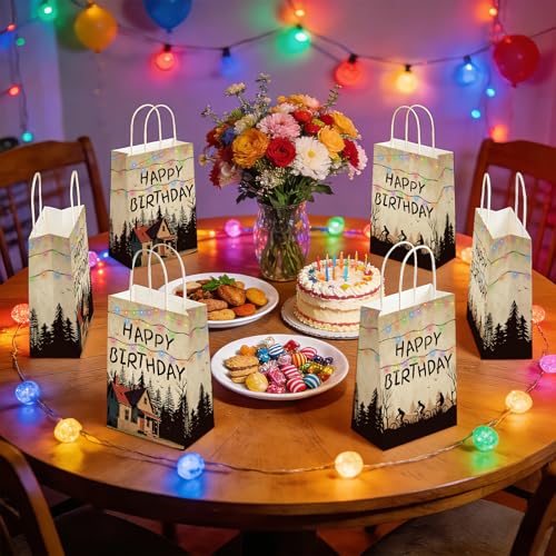 16Pcs Spooky Rustic Alphabet Party Favor Bags with Variations - Orange, Purple, Blue, Green