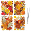 Fall Dried Pressed Flowers Leaves with Tweezers - 140 Pcs Autumn DIY Crafts & Decorations - Variation of Fall 140pcs