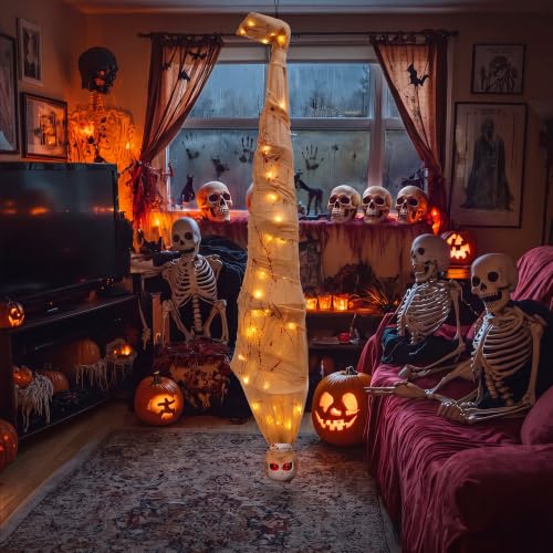 Yellow 70in Voice-Activated Shaking Corpse Halloween Decoration