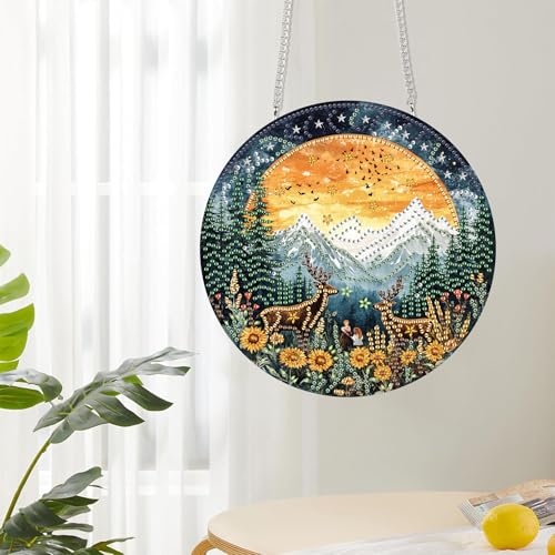 Eel Landscape Hanging Diamond Art Kit - 8x8 Inch Pearl Suncatcher & Wall Decor