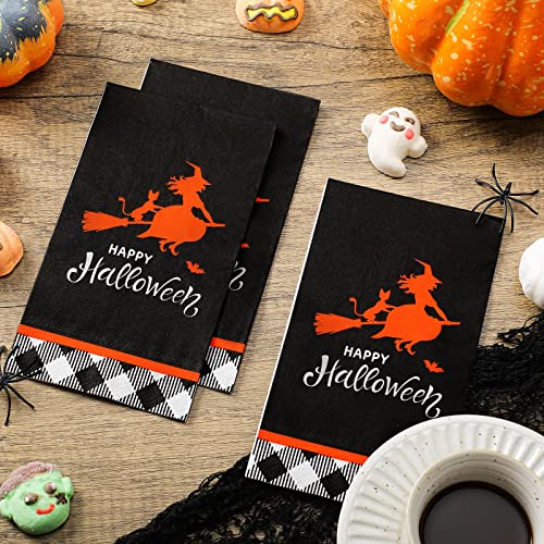 Halloween Witch Paper Napkins - 100 Disposable Cocktail & Dinner Tissues
