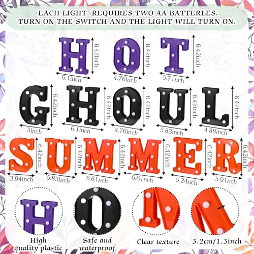 LED Light Up Letters - Hot Ghoul Summer Sign with Purple, Black & Orange Variation