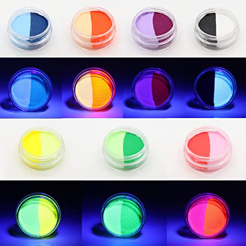 14Color Water Activated Split Cake Eyeliner Set UV Blacklight Glow Face & Body Paint - Halloween Makeup