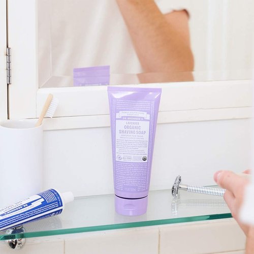 Dr. Bronner's Organic Shaving Soap - Moisturizing 3 Pack Variety (Lavender, Tea Tree, Lemongrass) - 7oz for Men & Women