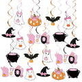 Halloween Hanging Swirl Decorations Set - Pink Ghost Bat Pumpkin Bows Party Streamers
