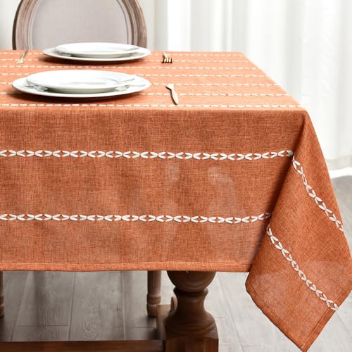 Rectangular Orange Tablecloth 98x53 Inch Fall Linen for Dining & Outdoor Use - Zobesta
